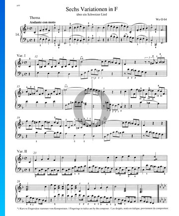 Sechs Variationen in F-Dur, WoO 64 Musik-Noten