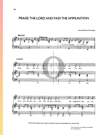 Praise The Lord And Pass The Ammunition Partitura