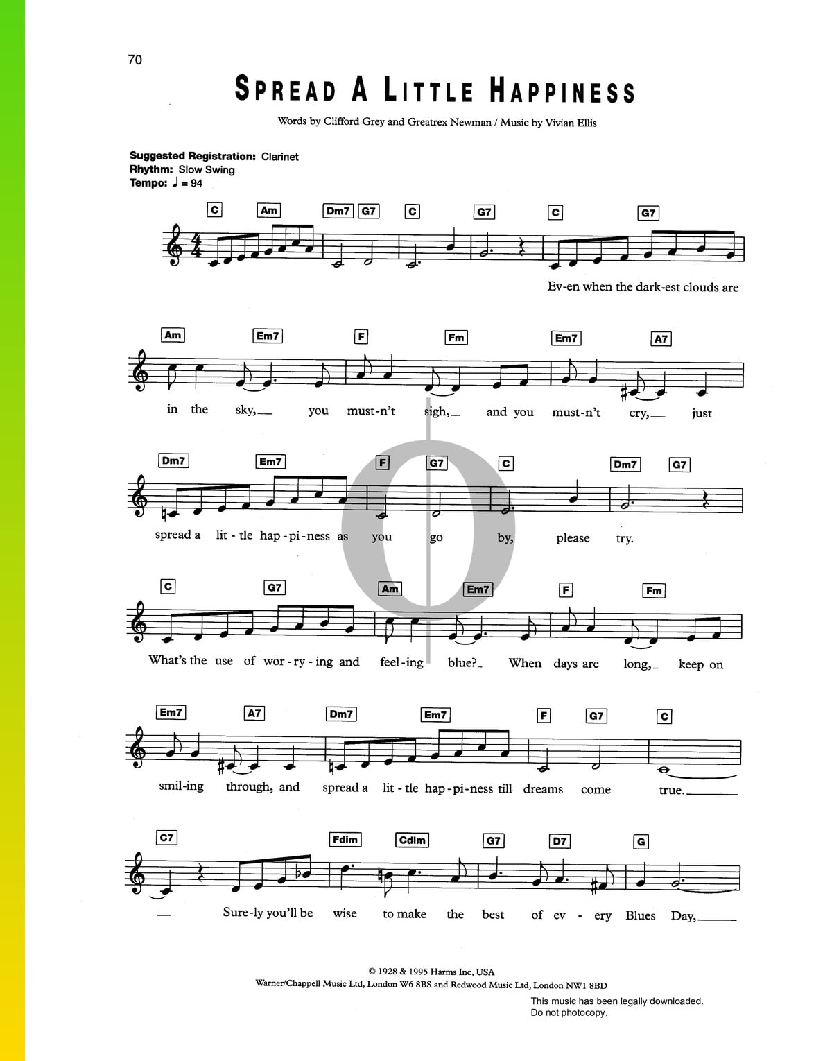 "Spread A Little Happiness" Noten (Klavier, Gesang) von Jack Buchanan