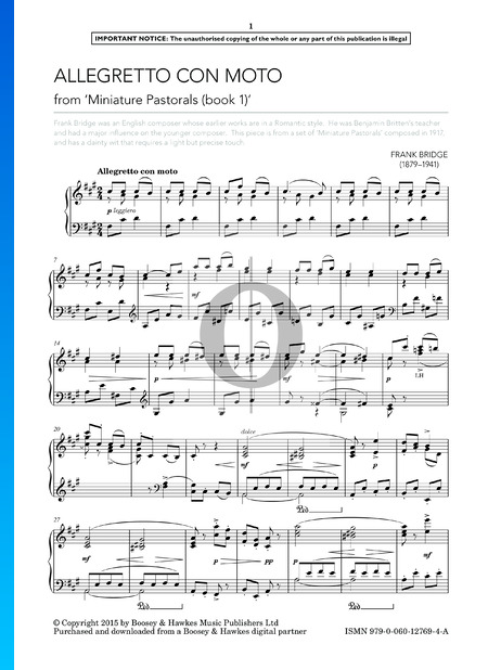 Miniature Pastorals, No. 1: Allegretto con moto Musik-Noten