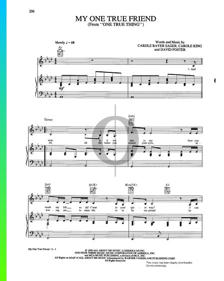 My One True Friend Sheet Music