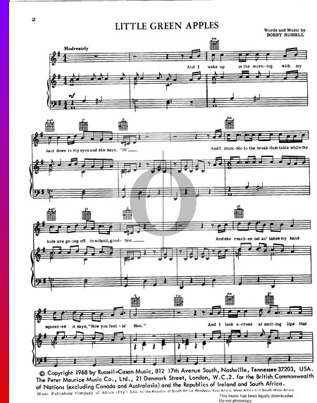 Little Green Apples Sheet Music