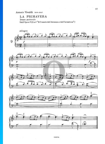 La Primavera – Spring, Op. 8, RV 269: 3. Allegro pastorale Partitura