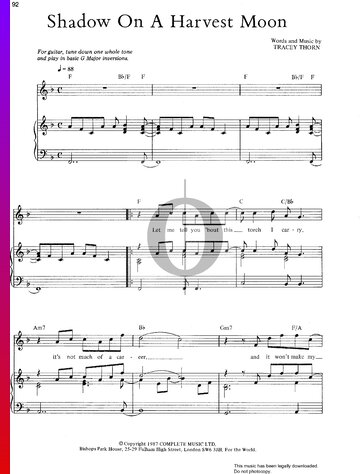 Shadow On A Harvest Moon Sheet Music