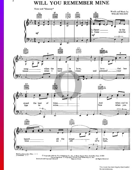 Will You Remember Mine Musik-Noten