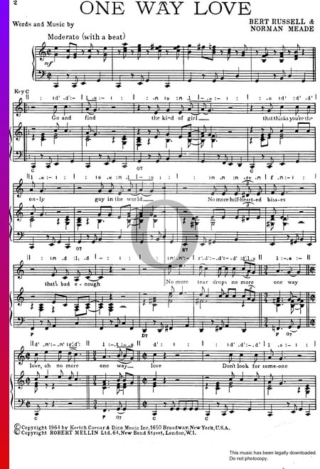 One Way Love Sheet Music