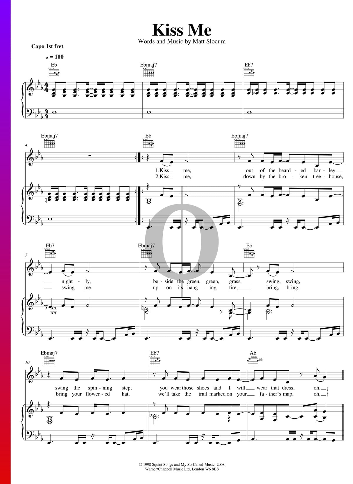 Kiss Me - Sixpence None the Richer Sheet music for Piano (Solo