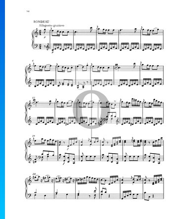 Partition Sonate pour Piano No. 7 Do Majeur, KV 309 (284b): 3. Allegretto grazioso