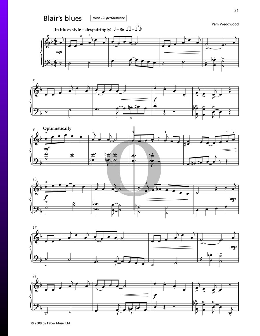 Blair’s Blues (Pam Wedgwood) Piano Sheet Music - OKTAV