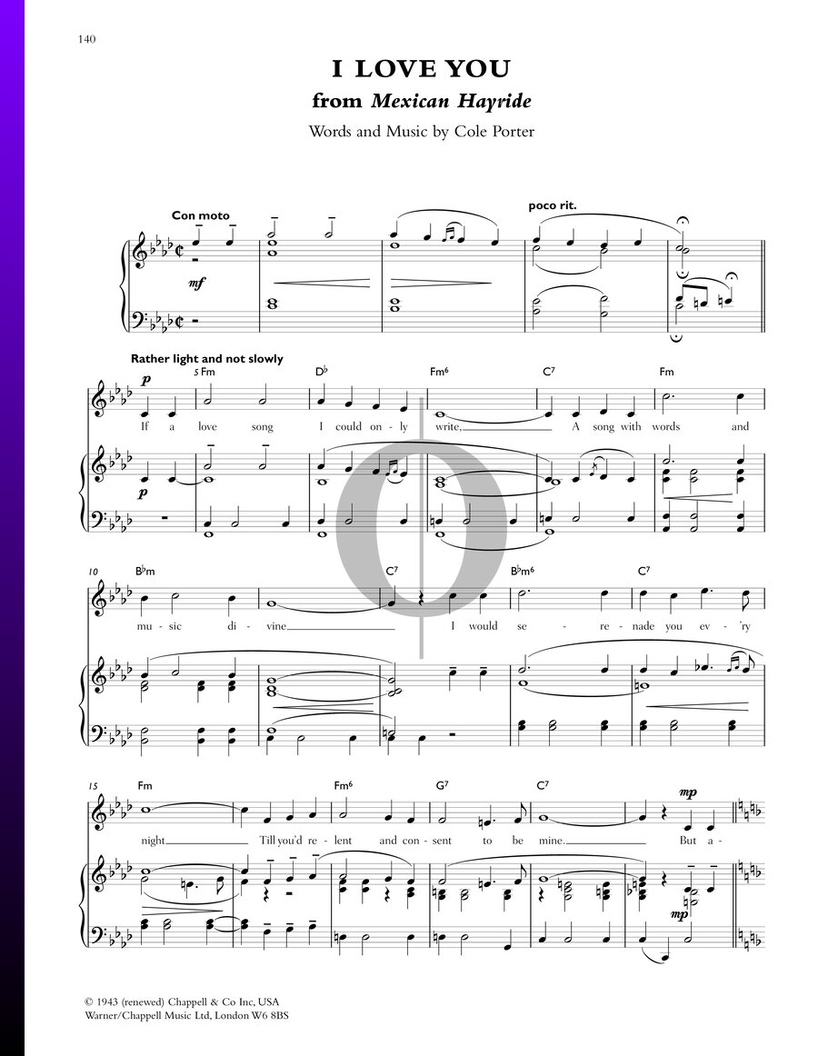 I Love You (Cole Porter) Piano Sheet Music - OKTAV