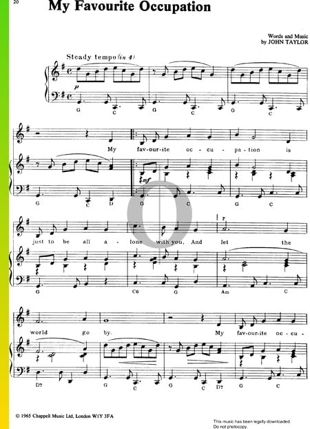 My Favourite Occupation Sheet Music