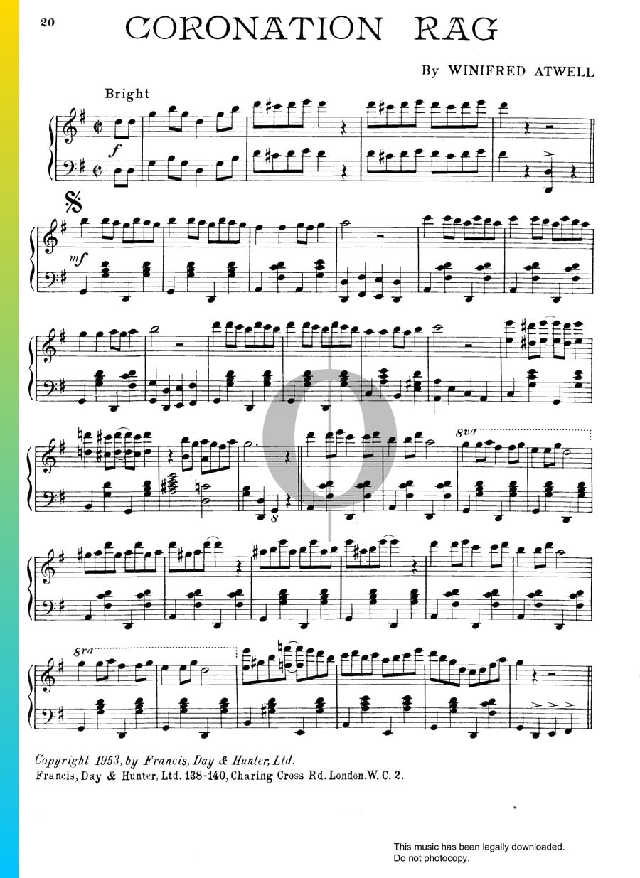 Coronation Rag (Winifred Atwell) Piano Sheet Music OKTAV