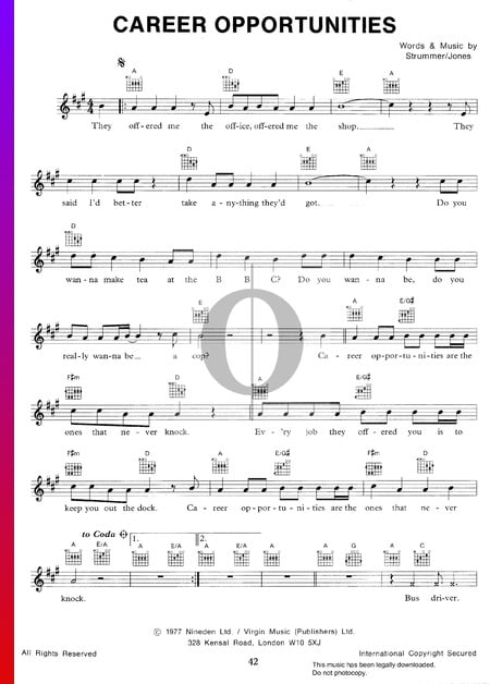 Career Opportunities Sheet Music