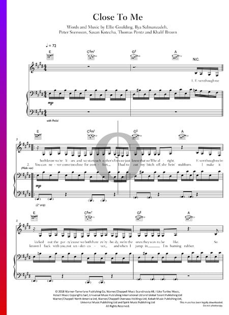 Close To Me Musik-Noten