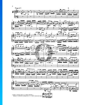 Fuga en do mayor, BWV 870 Partitura