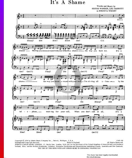 It's A Shame Musik-Noten
