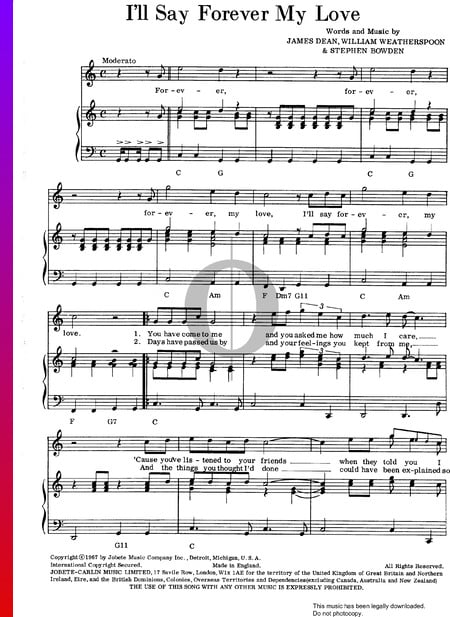 I'll Say Forever My Love Musik-Noten
