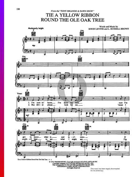 Tie A Yellow Ribbon Round The Ole Oak Tree Musik-Noten