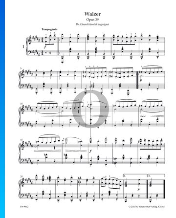 Waltz, Op. 39 No. 1 Spartito