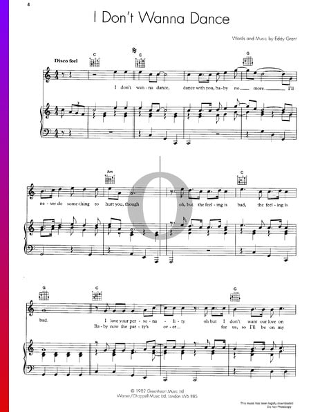 I Don't Wanna Dance Sheet Music