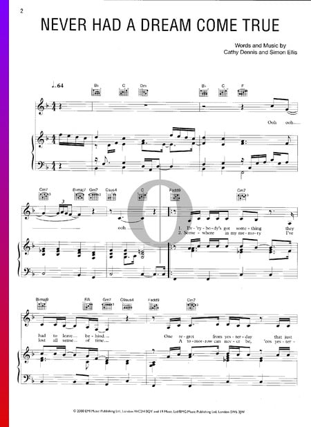 Never Had A Dream Come True Musik-Noten