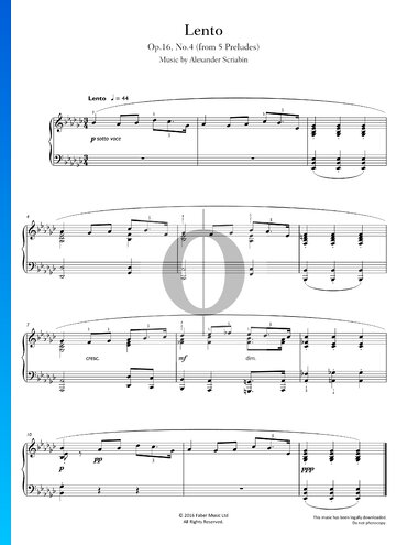 5 Präludien, Op. 16 Nr. 4: Lento Musik-Noten