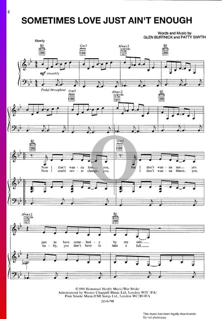 Sometimes Love Just Ain't Enough Sheet Music