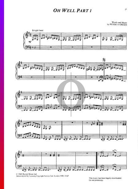 Oh Well Part 1 Sheet Music