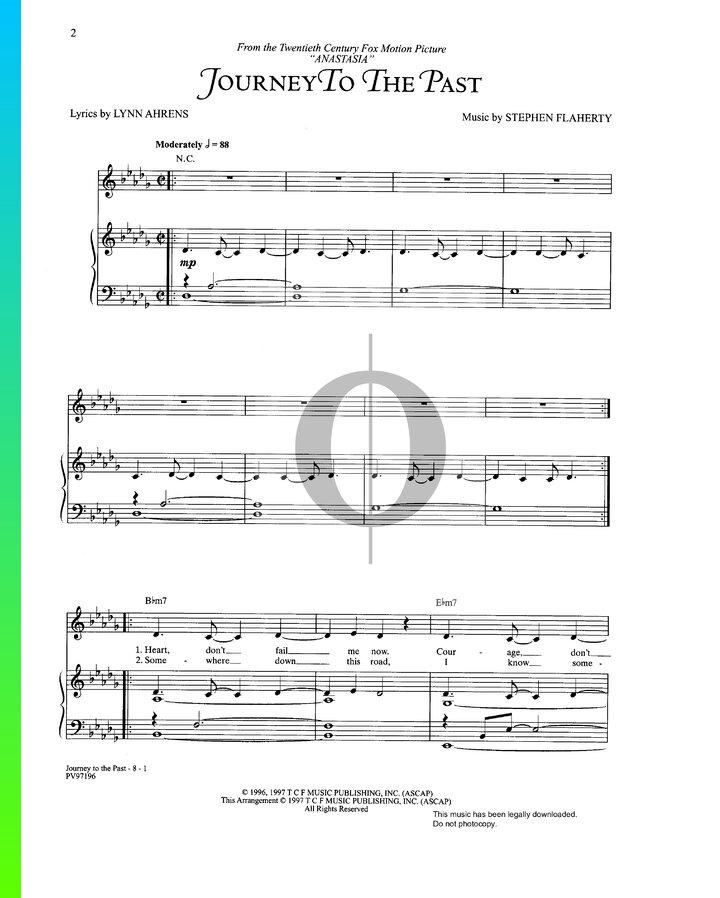 journey to the past music sheet pdf