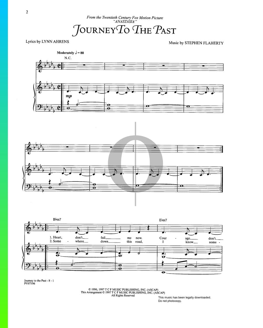 Journey To The Past Piano Sheet Music from Anastasia by Aaliyah - OKTAV