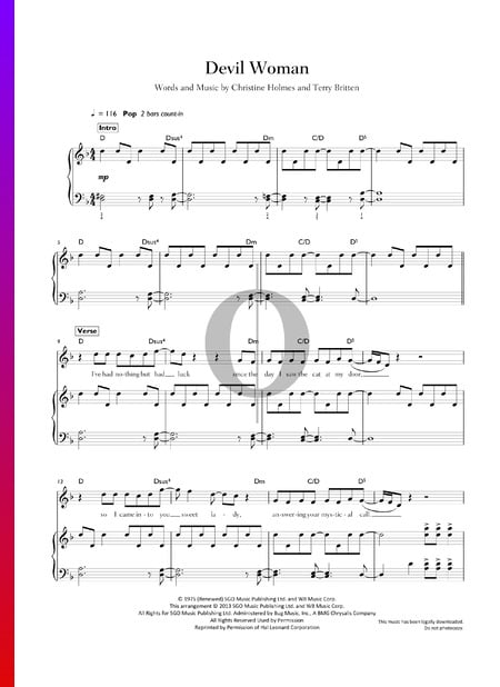 Devil Woman Sheet Music