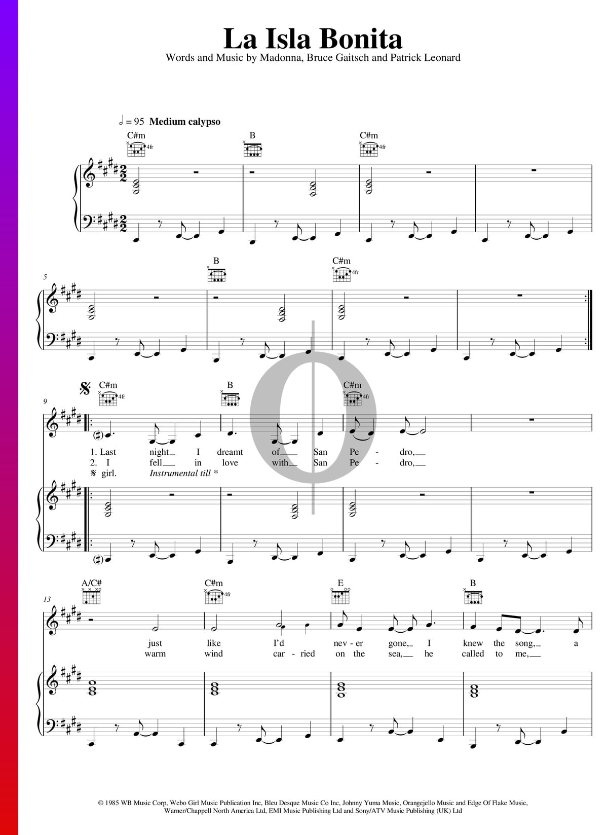 La Isla Bonita Sheet music for Piano (Mixed Quartet) | Musescore.com