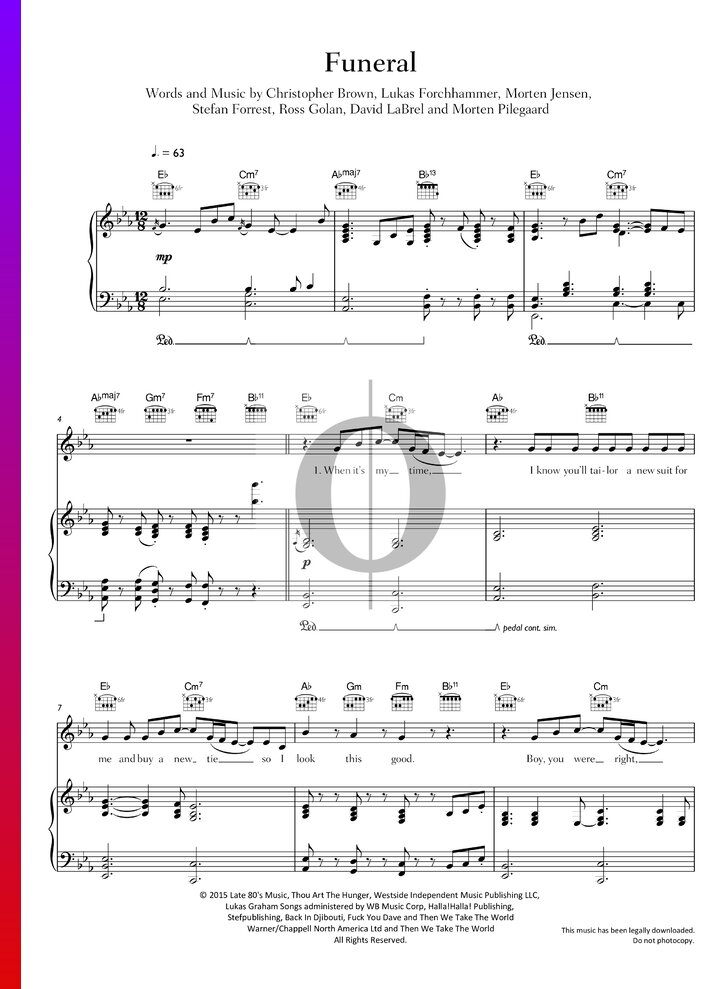 Funeral (Lukas Graham) Piano Sheet Music - OKTAV