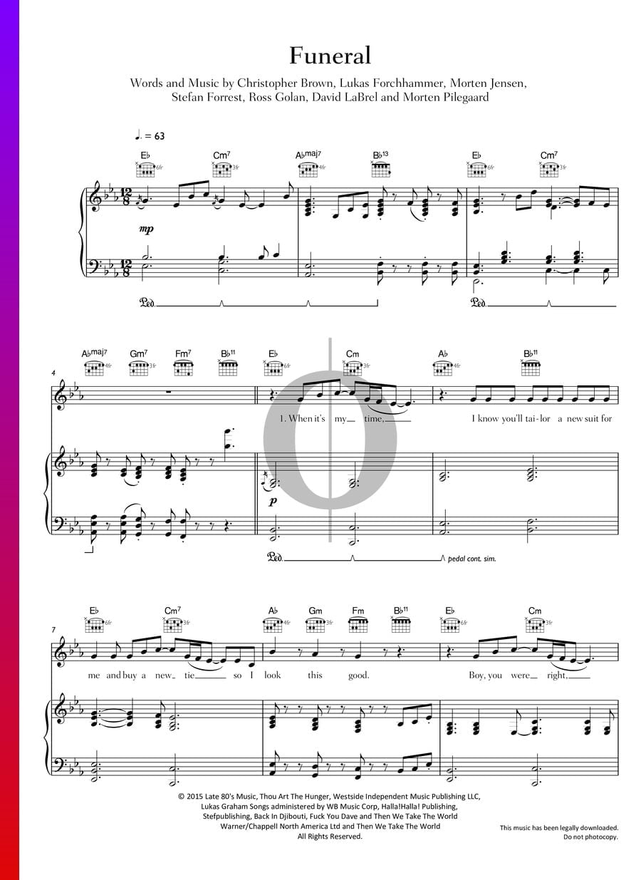 Funeral (Lukas Graham) Piano Sheet Music OKTAV
