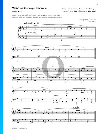 Music For The Royal Fireworks, HWV 351: Minuet No. 2 Sheet Music