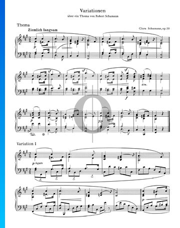 Variaciones sobre un tema de Robert Schumann, Op. 20 Partitura