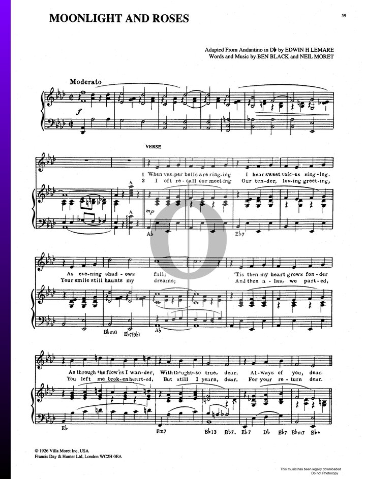 Moonlight And Roses (Edwin H. Lemare) Piano Sheet Music - OKTAV