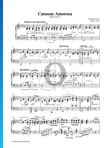 Canzone Amorosa, Op. 25 n.º 3 Partitura
