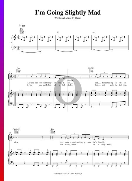I'm Going Slightly Mad Musik-Noten