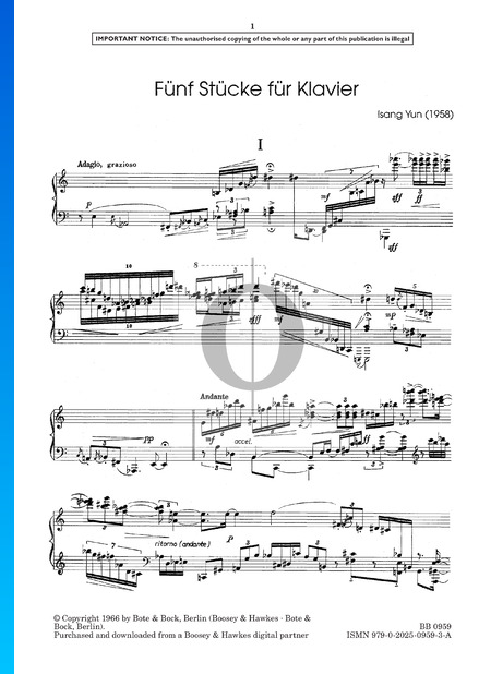 5 Piano Pieces: No. 1. Adagio, grazioso