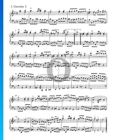 Englische Suite Nr. 6 d-Moll, BWV 811: 5./6. Gavotte I und II Musik-Noten