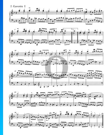 Partition Suites Anglaises No. 6 en Ré mineur, BWV 811: 5./6. Gavotte I et II