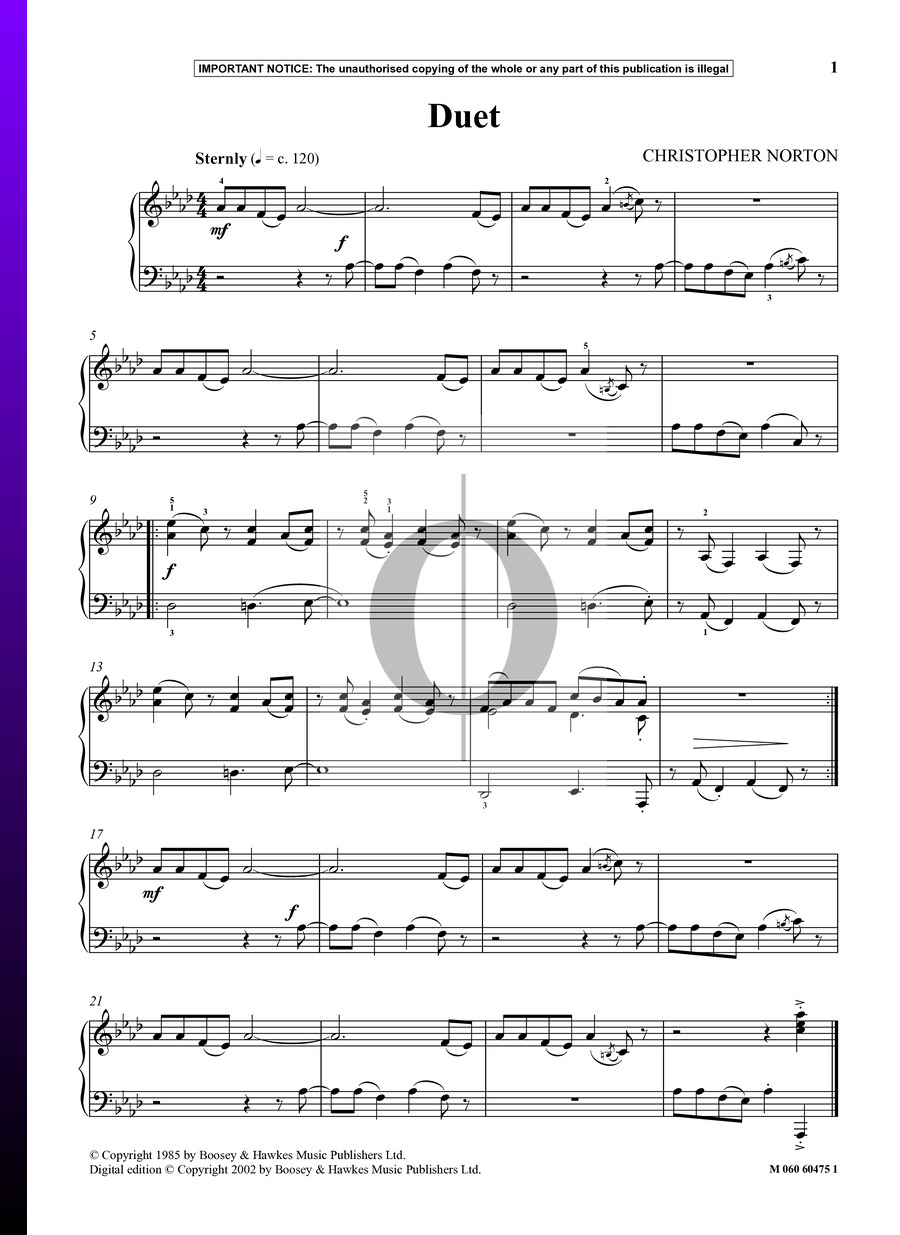 Duet (Christopher Norton) Piano Sheet Music - OKTAV
