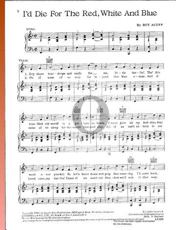 I'd Die For The Red, White And Blue Sheet Music