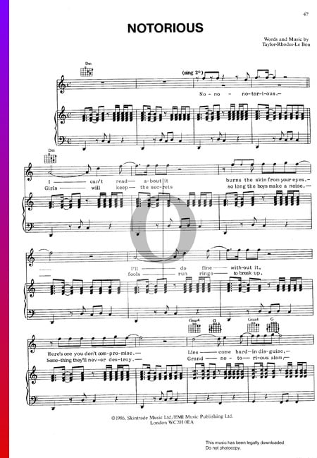 Notorious Sheet Music