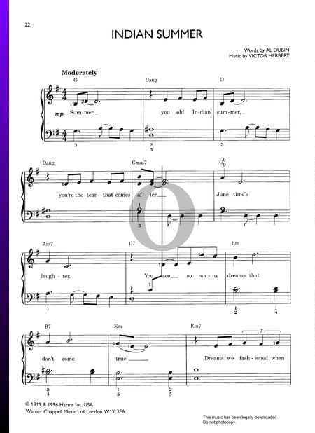 Indian Summer Sheet Music