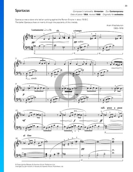 Spartacus, Adagio Partitura