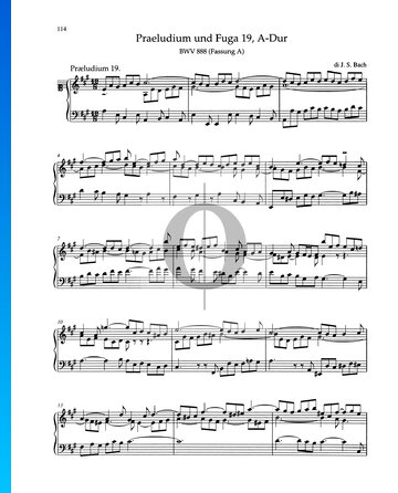 Preludio en la mayor, BWV 888 Partitura