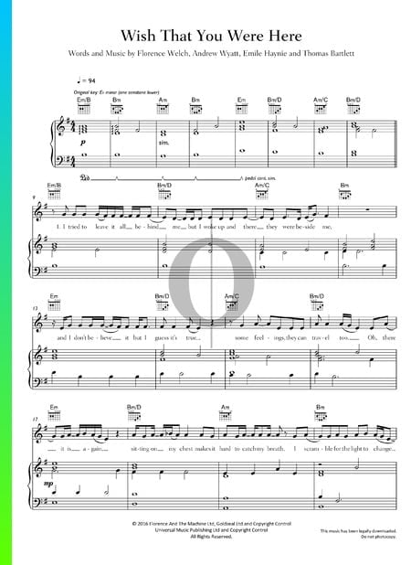 Wish That You Were Here Musik-Noten
