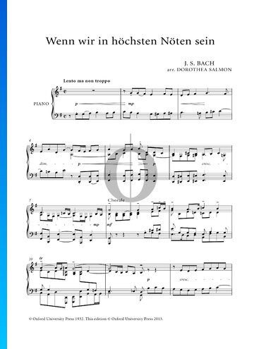 Wenn wir in höchsten Nöten sein (When we are in greatest need), BWV 668 Musik-Noten